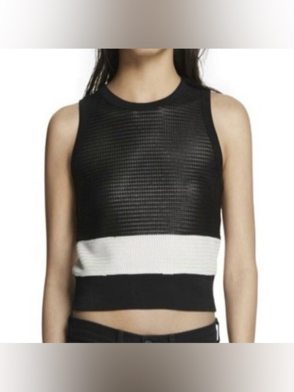 Rag & Bone Luxury Moto Bikercore Valerie Mesh Colorblock Tank Top Size Large